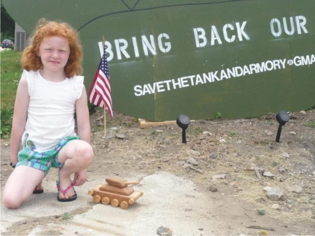 Eaton resident, 7-years old donates her daddy’s wooden toy tank in remembrance of the original!